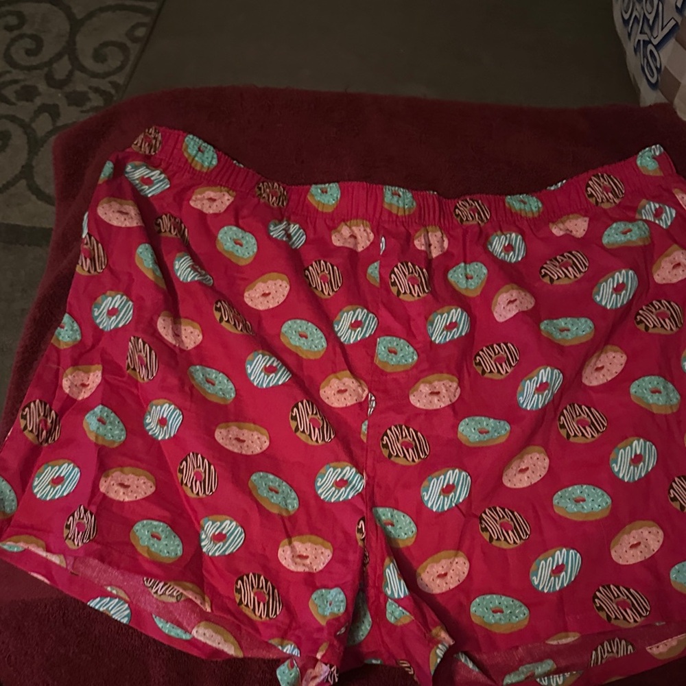 Women’s Red Donut-Print Cotton Boxer Shorts